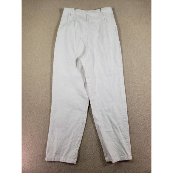 H&M Pants Womens 4 White Visible 4-Buttons High-Waist Pleated Paper Bag Trousers - Picture 9 of 11